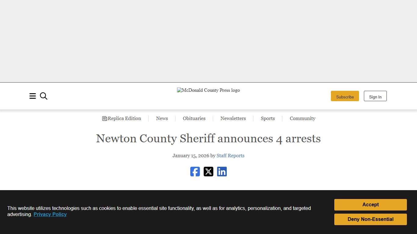 Newton County Sheriff announces 4 arrests The McDonald County Press
