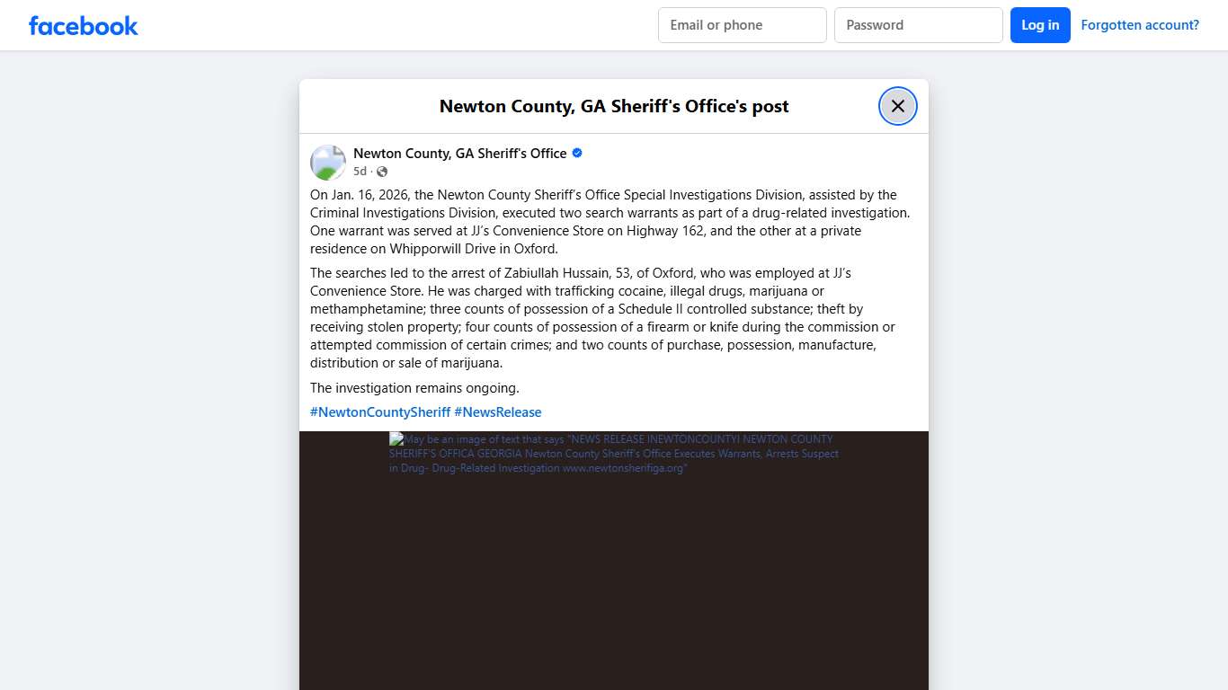 On Jan. 16, 2026, the... - Newton County, GA Sheriff's Office Facebook